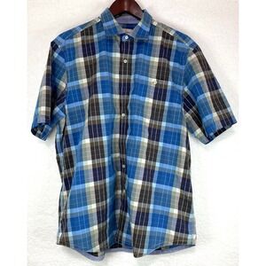 Tommy Bahama Mens Shirt Island Crafted Large Button Down Blue Plaid Pocket